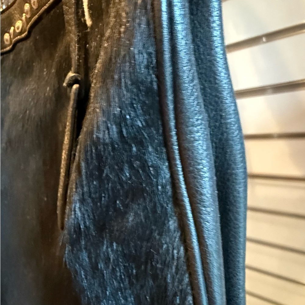 Aqua Madonna Black Hair Calf/Leather Silver Shoulder Bag - Picture 2 of 7